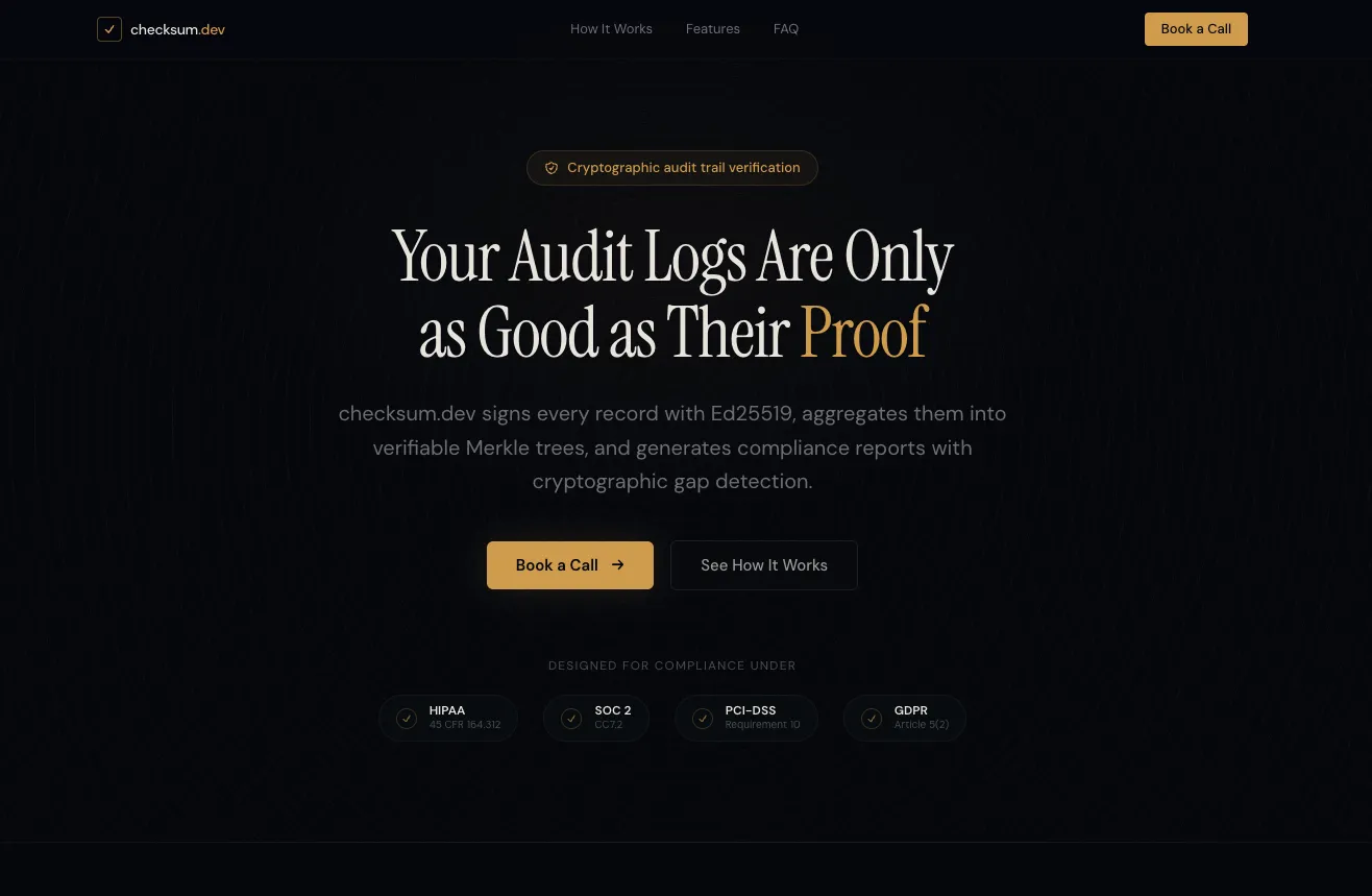 Checksum.dev screenshot